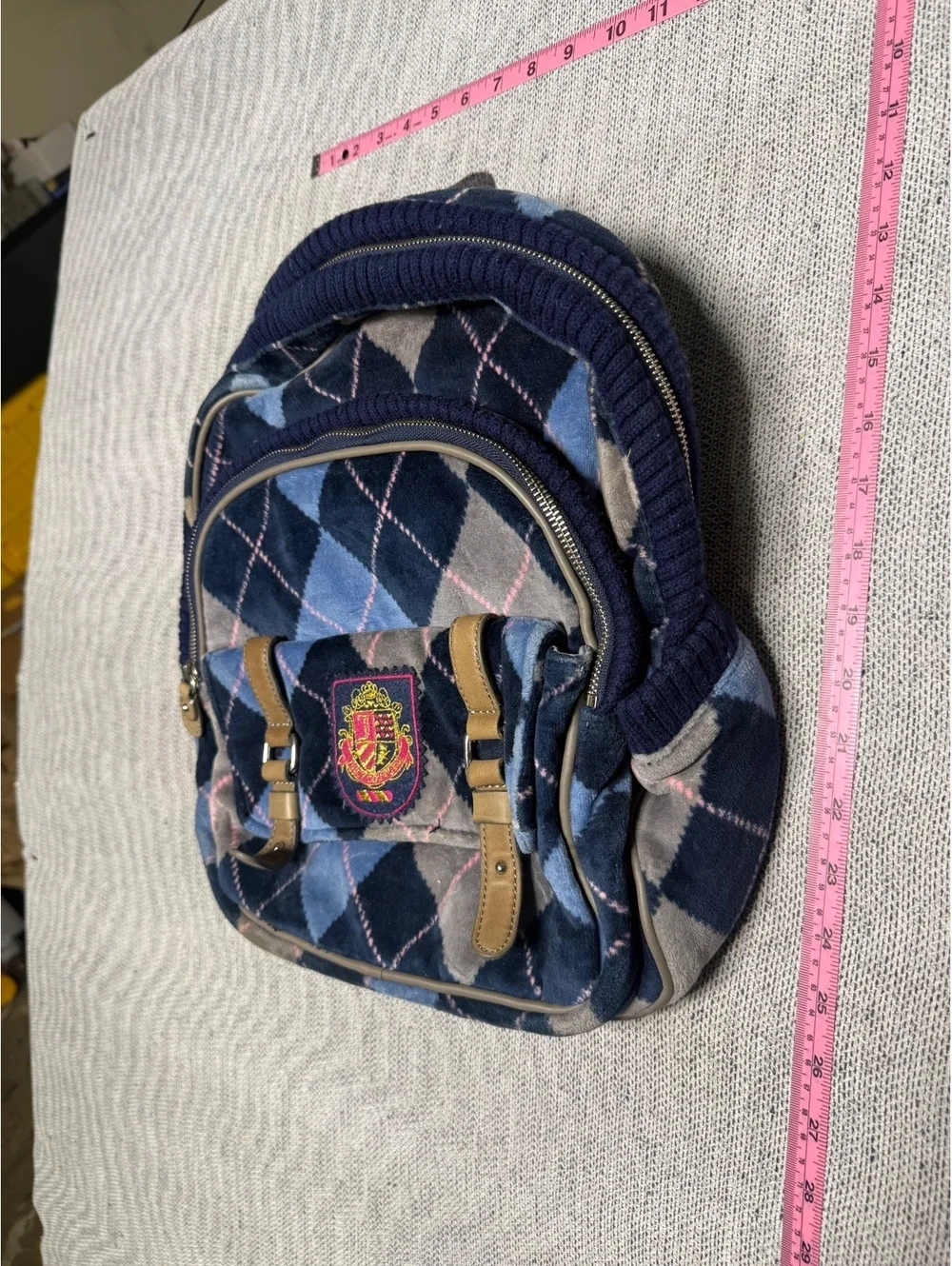 Juicy Couture Argyle Pattern Velvet Mini Backpack